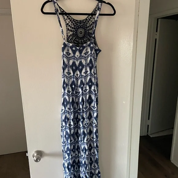 ukn | Dresses | Blue White Crochet And Tiedye Maternity Dress | Poshmark